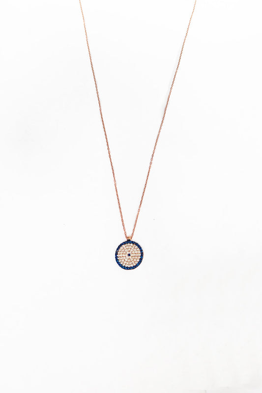 Classic Stone Evil Eye Bead Silver Necklace