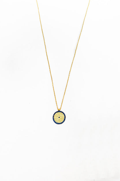 Classic Stone Evil Eye Bead Silver Necklace