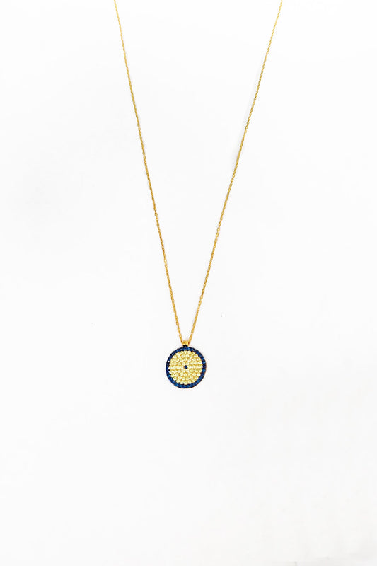 Classic Stone Evil Eye Bead Silver Necklace
