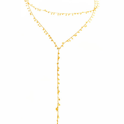 Choker and Y Necklace 2 in 1 Star Silver Necklace, Dual Charm Choker & Y Necklace Set