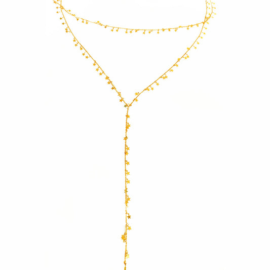 Choker and Y Necklace 2 in 1 Star Silver Necklace, Dual Charm Choker & Y Necklace Set
