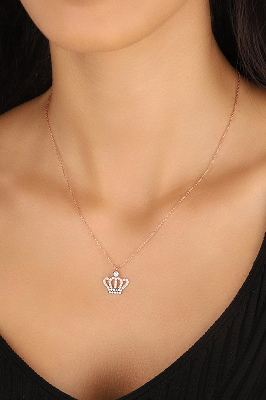 Sterling Silver Crown Necklace, Personalized Initial Necklace