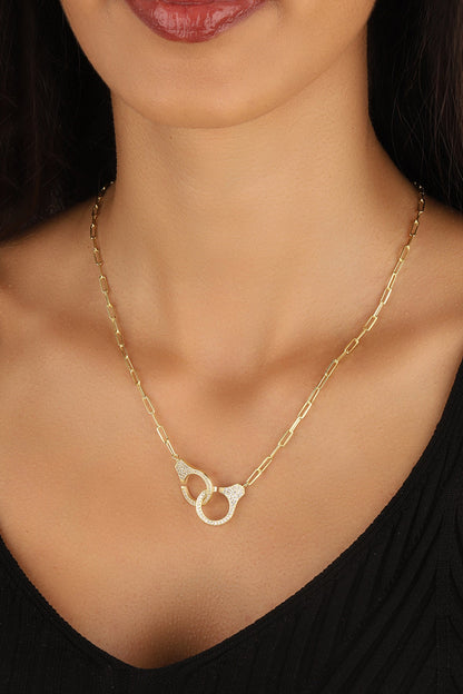 White Zircon Stone Silver Cuff Necklace