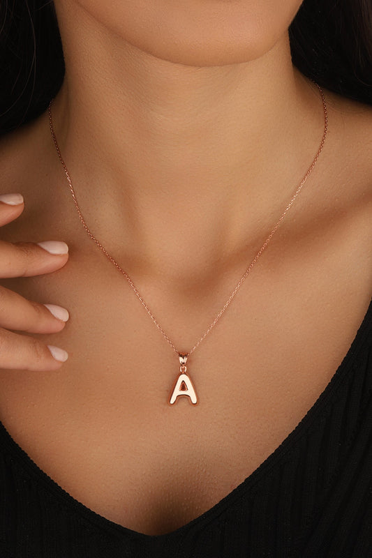 Stoneless Silver Flare Letters, 14K Gold Plated A-Z Initials Necklace / A-Z Letters Necklace / A-Z Initial Necklace