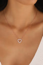 Hollow Stone Heart Sterling Silver Necklace