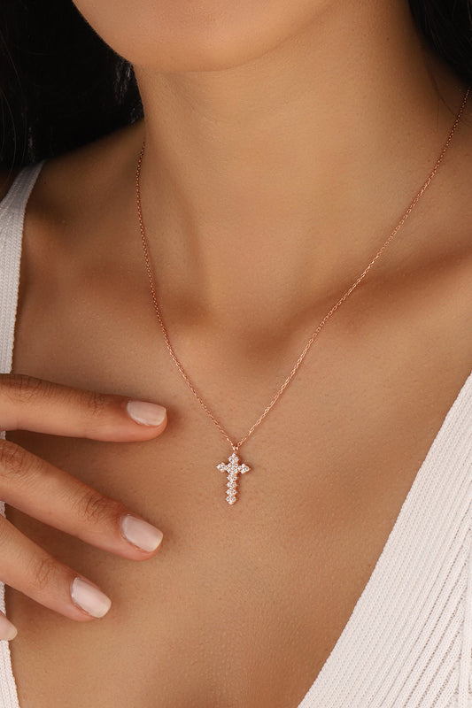 Lite kors med kubisk zirkon / dåpsgave / nattverd / julegave / religiøs