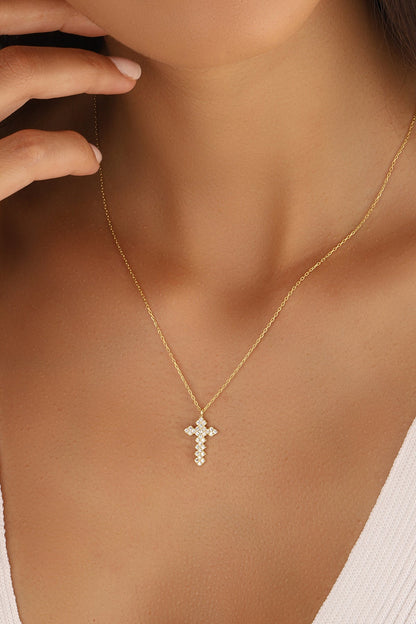 Lite kors med kubisk zirkon / dåpsgave / nattverd / julegave / religiøs