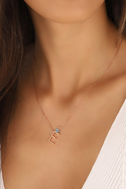 Evil Eye Beads 3D Letter Necklace, initial necklace