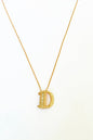 Baguette Stone Diamond Model 925 Silver Letter Necklace, Diamond Initial Necklace