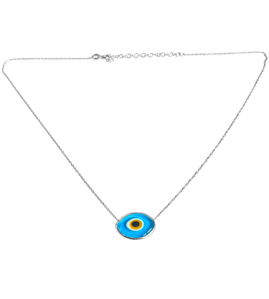 Glass Evil Eye Bead Sterling Silver, Glass Eye Necklace - Blue Evil Eye Necklace - Personalized Evil Eye Jewelry - Teardrop Eye Necklace