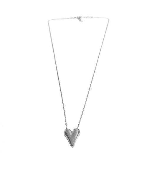 Stoneless Silver Heart Necklace, Minimalist Necklace, Gift Heart Necklace