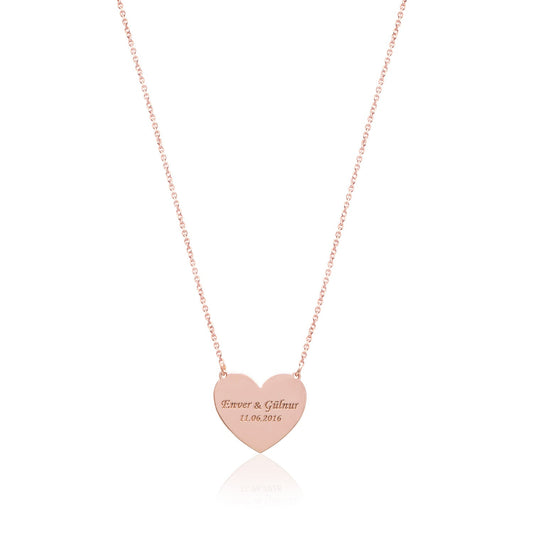 Heart Necklace with Lovers' Names and Important Dates