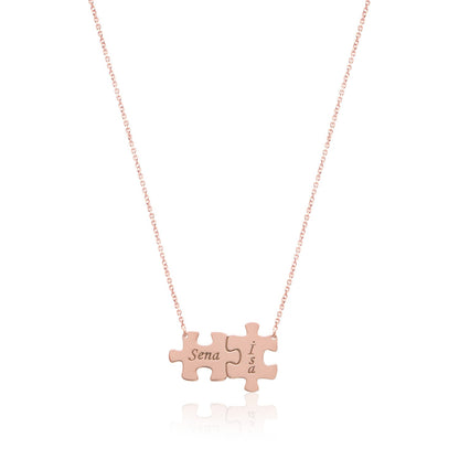 Puzzle Silver Necklace Personalized Name Written
