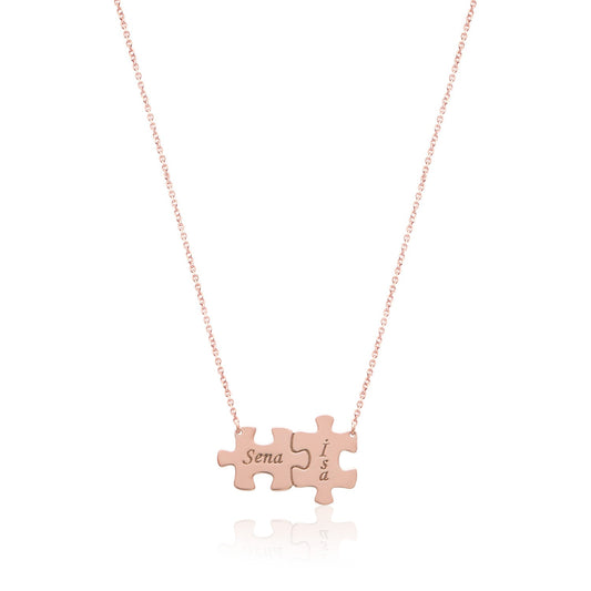 Puzzle Silver Necklace Personalized Name Written