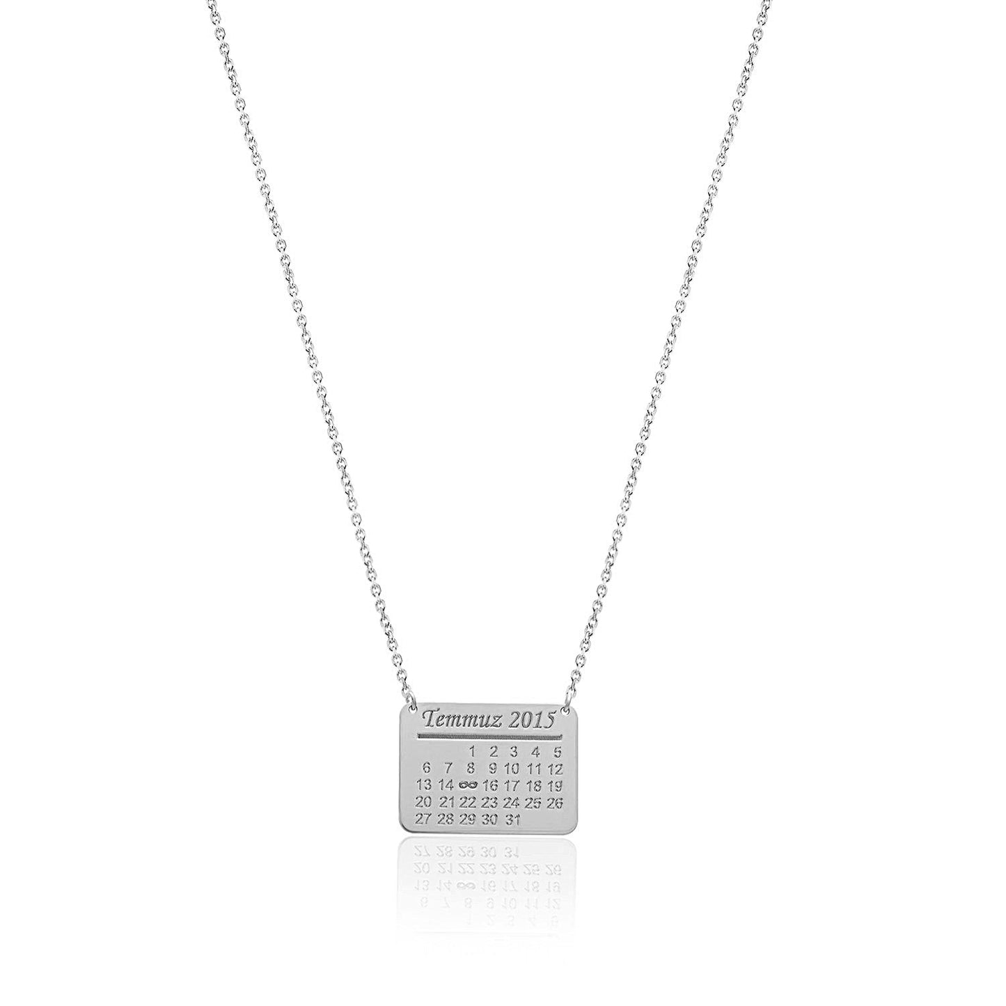 Love Calendar Gift Silver Special Date Necklace