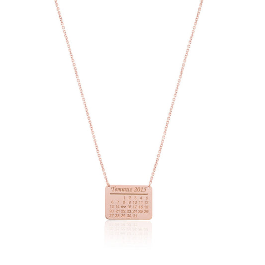 Love Calendar Gift Silver Special Date Necklace