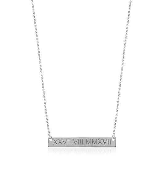 Souvenir Silver Necklace with Roman Numerals and Important Days