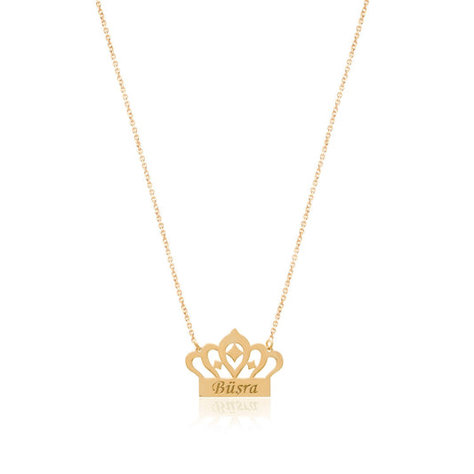 Prince / Princess Crown Sterling Silver Necklace with Name