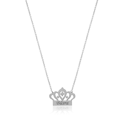 Prince / Princess Crown Sterling Silver Necklace with Name