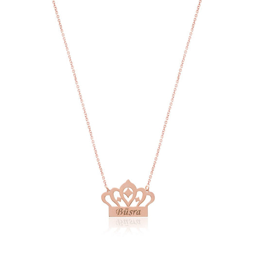 Prince / Princess Crown Sterling Silver Necklace with Name