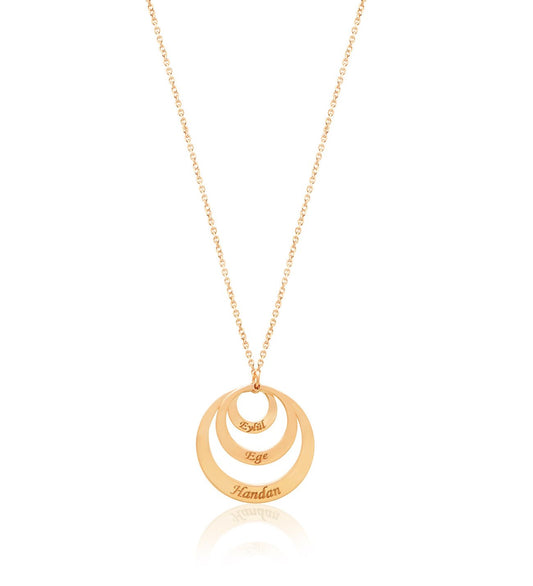 Mother Father Child Name Triple Family Sterling Silver Necklace