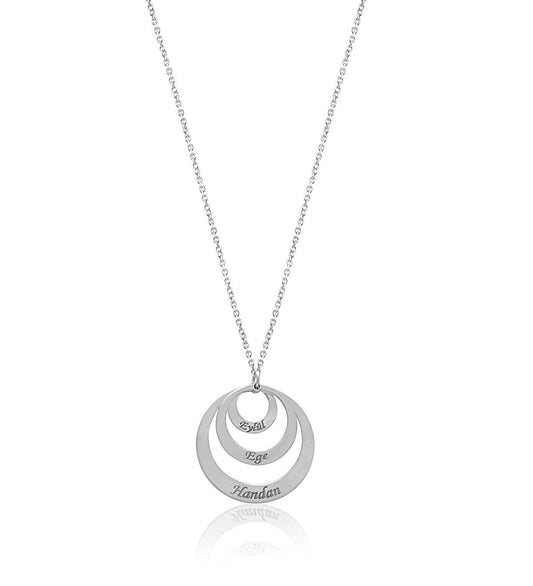 Mother Father Child Name Triple Family Sterling Silver Necklace