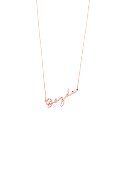Horizontal Italic Written Silver Personalized Name Necklace