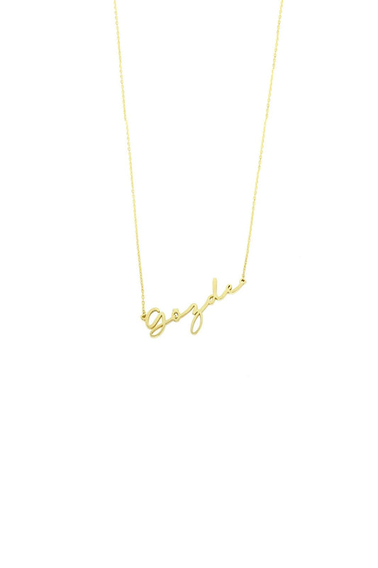 Horizontal Italic Written Silver Personalized Name Necklace