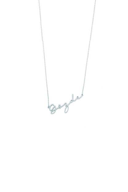 Horizontal Italic Written Silver Personalized Name Necklace