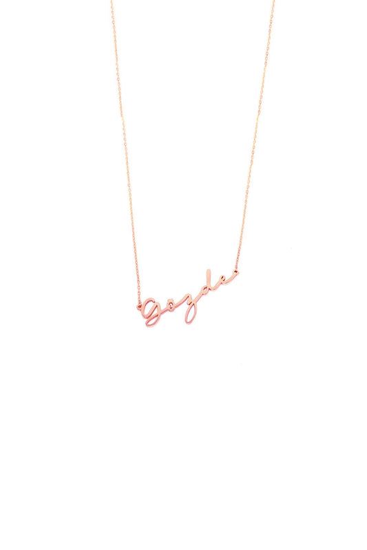 Horizontal Italic Written Silver Personalized Name Necklace