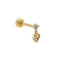 14K Gold Tragus Piercing With Dangle Heart Stone