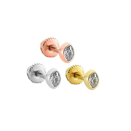 14K Gold Tragus Piercing With Oval Stone
