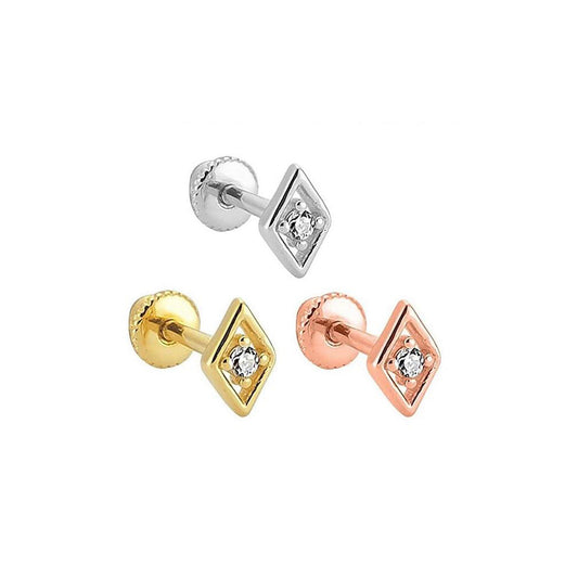 Single Stone 14K Gold Tragus Piercing