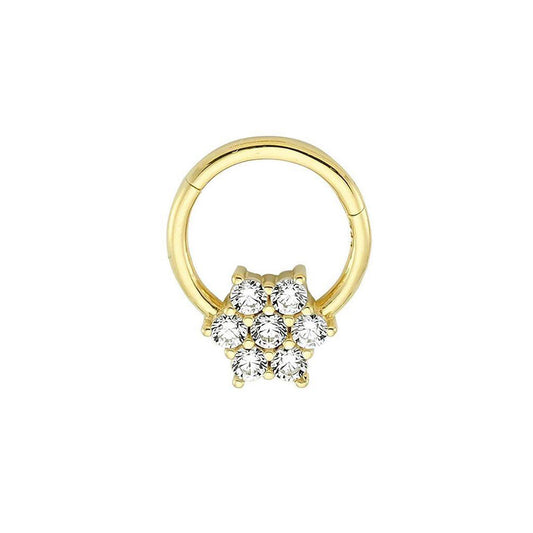 14K Gold Helix Piercing with White Stone