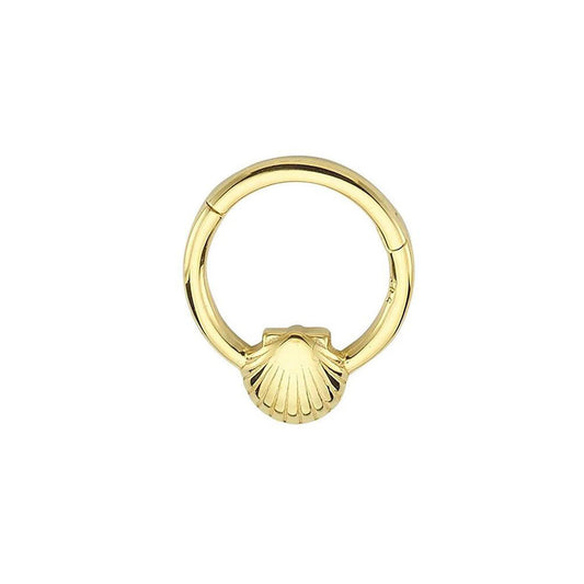 14K Gold Helix Piercing With Sea Shell Stone Without Stone