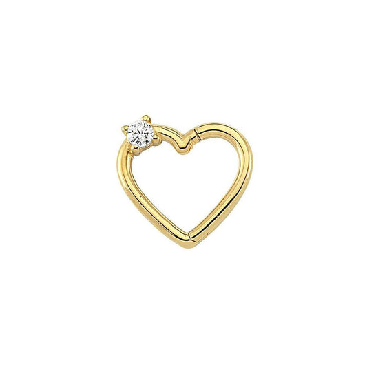 Zirkon Heart 14K Gold Helix Piercing