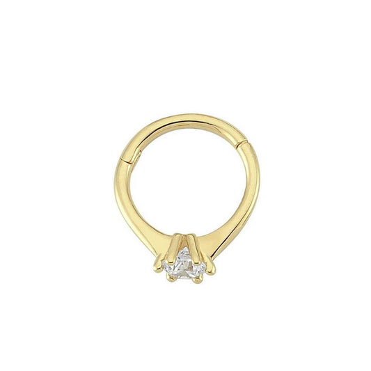 Single Stone 14K Gold Helix Piercing,  Elegant Helix Piercing, Minimalist Helix Piercing