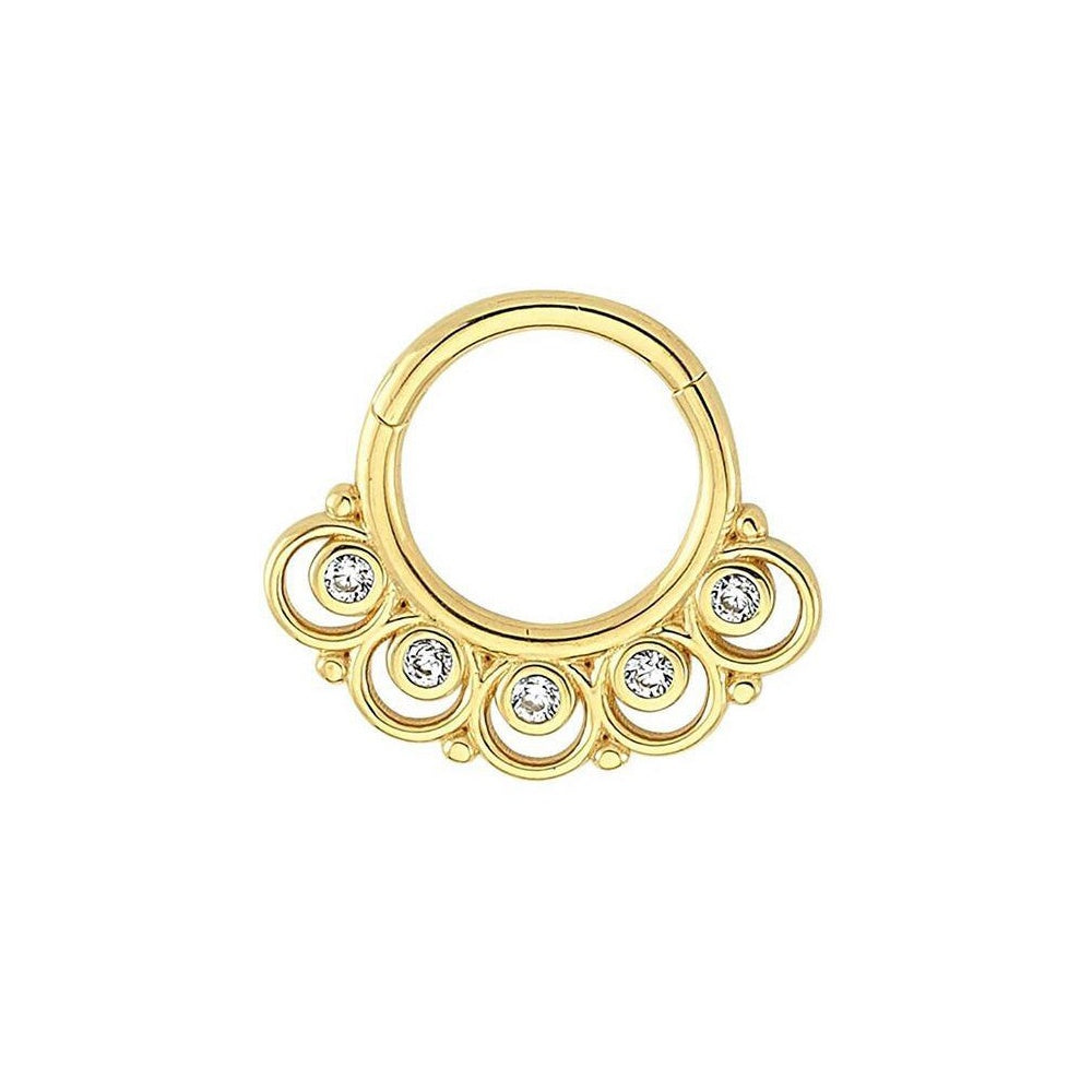 14K Gold Helix Piercing with White Cubic Zircon Stone