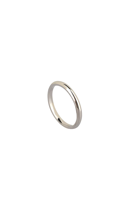 Silver Thin Wedding Band Ring Flat Surface