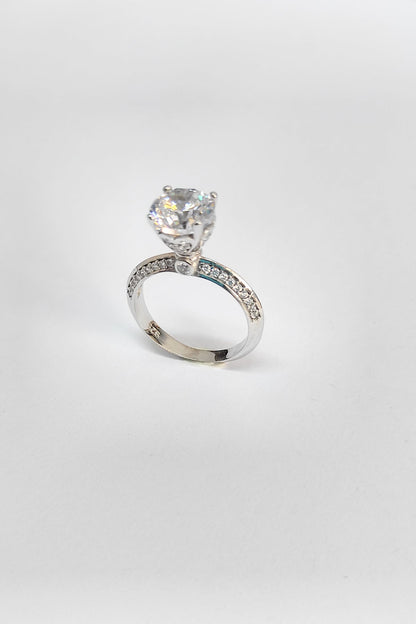 Big Swarovski Stone Silver Ring