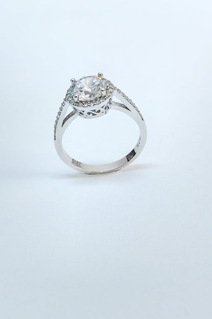 Large Swarovski Stone Silver Ring