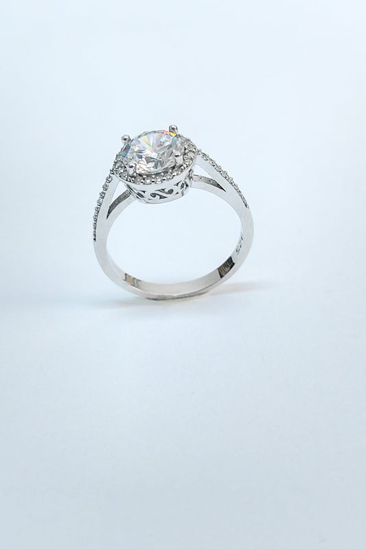 Large Swarovski Stone Silver Ring