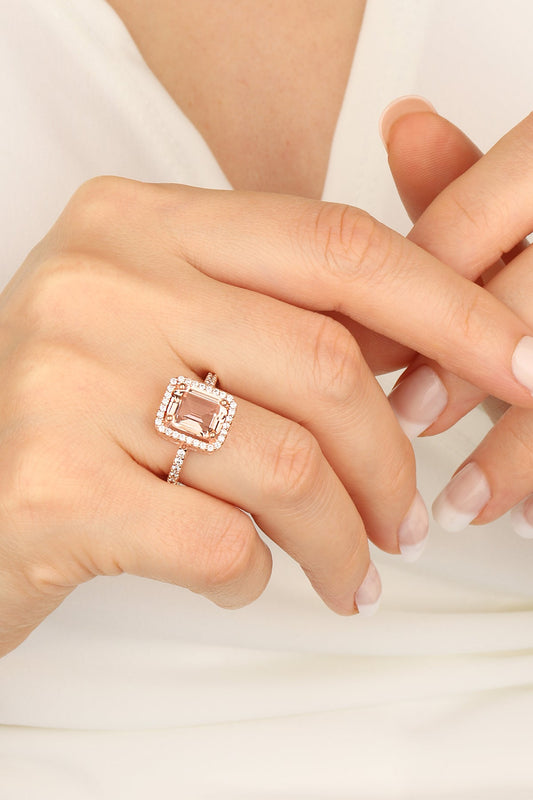Pink Swarovski Stone Silver Ring