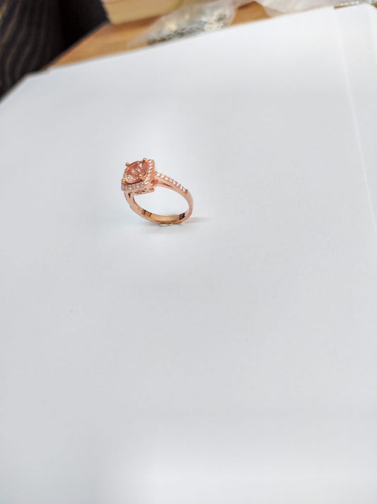 Pink Swarovski Stone Silver Ring