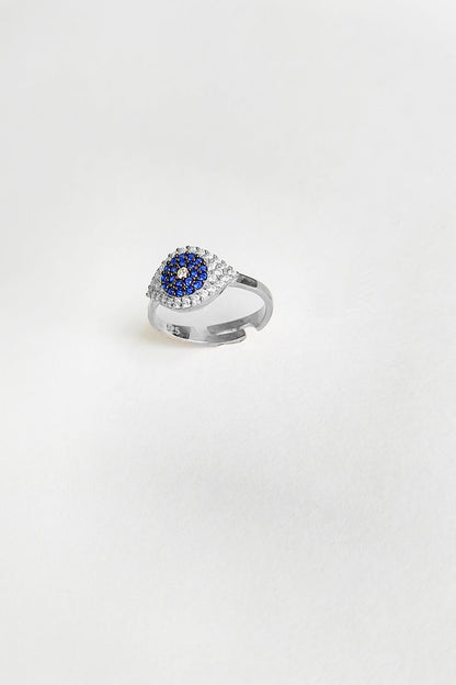 Navy Blue Stone Silver Joint Ring