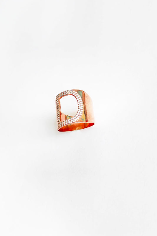 White Stone Silver Letter Ring - D