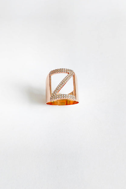 White Stone Silver Letter Ring - Z