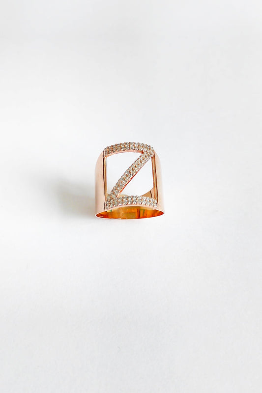 White Stone Silver Letter Ring - Z