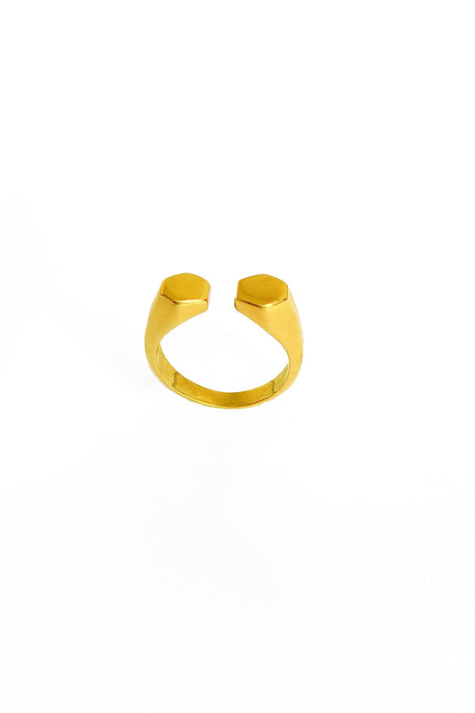 Non Gemstone Hexagonal Tipped Silver Ring