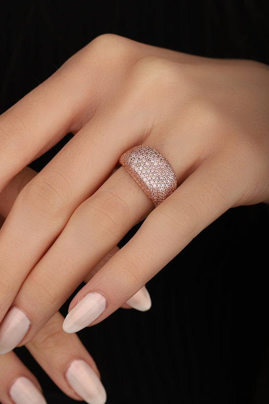 Pink Stone Molded Silver Ring